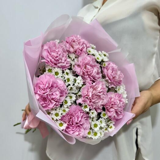 Нежные ромашки и розовые диантусы 💕 Камелия Flowers Shop