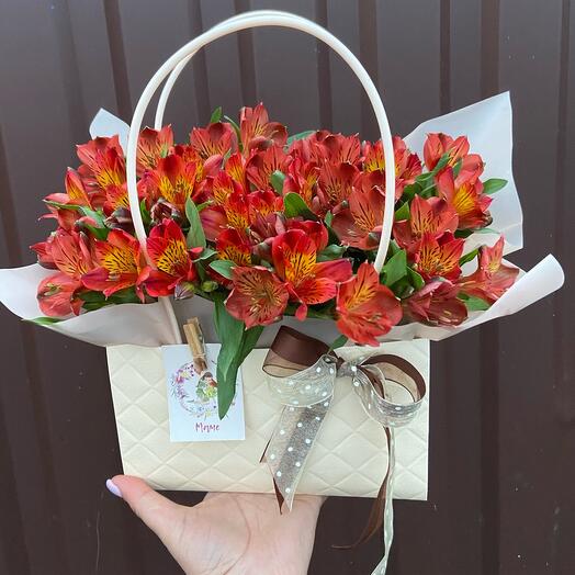 Alstroemeria in my purse for my soulmate