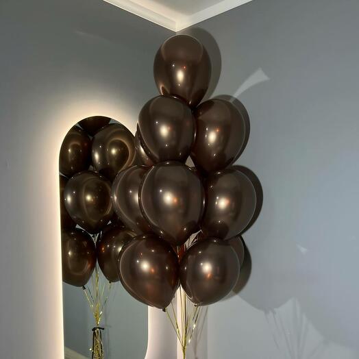 Helium balloons brown chrome, fountain 12 pcs