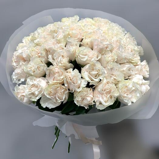 Букет-зефирка из 49/50 пионовидных роз Cotton Xpression
