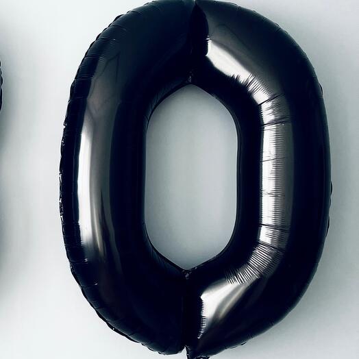 Воздушные шары цифры, фольгированная цифра 102 см в черном цвете, цифра любая от 0-9