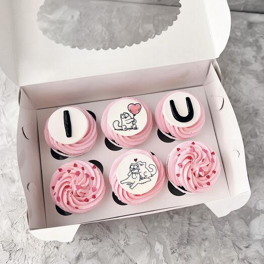 Капкейки 6шт. (I Love You) на 14 февраля