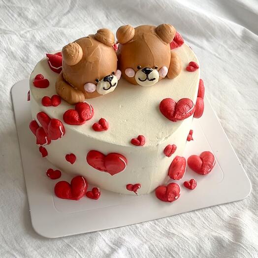 Торт teddy с сердечками