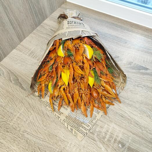 Букет с раками и лимоном