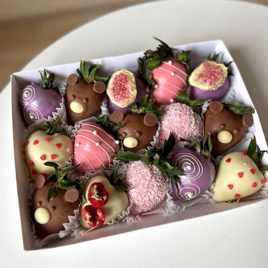 Клубника в шоколаде 15шт мишки