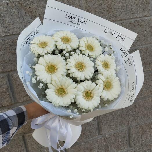 Герберы, белые герберы, белый букет n140