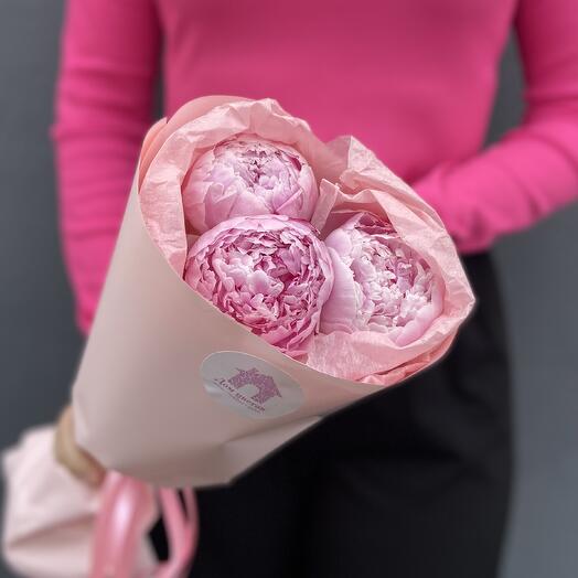 Bouquet of pink peonies, 3 pieces