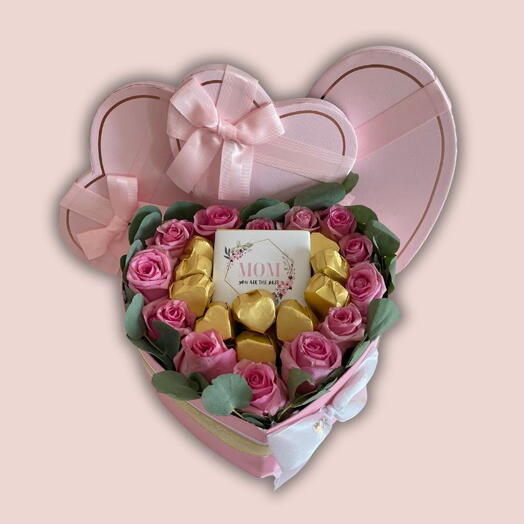Heart of Gold Roses and Chocolate Box