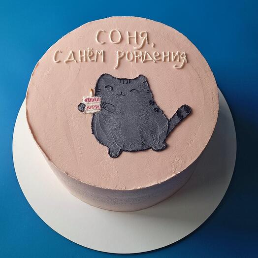 ПП торт "С днем рождения" котик без сахара