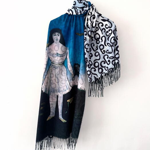 Кашемировый палантин сувенир Пирасмани «Актриса Маргарита». Cashmere shawl souvenir Pirosmani Actress Margarita
