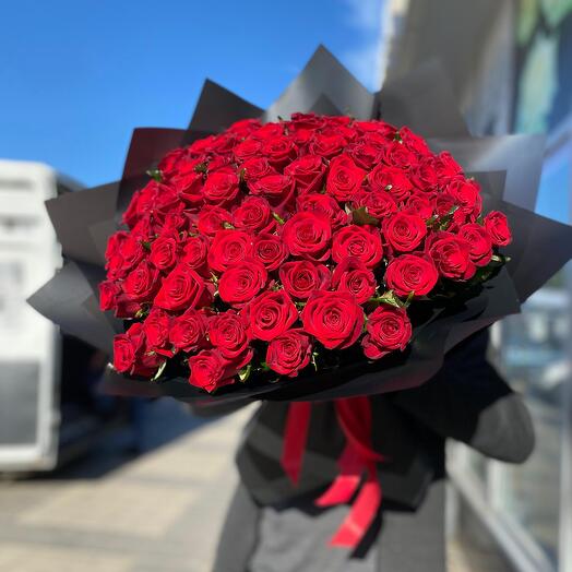 101 красная Роза в Черной упаковке 🔥