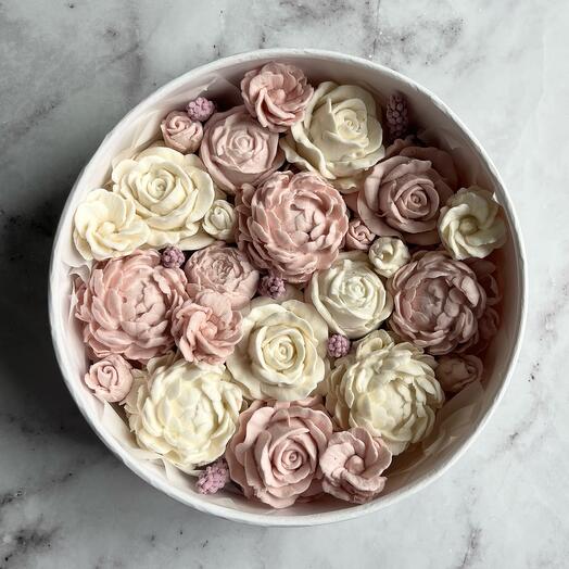 Зефирный букет в коробке на день рождения подруге, сестре, маме, девушке