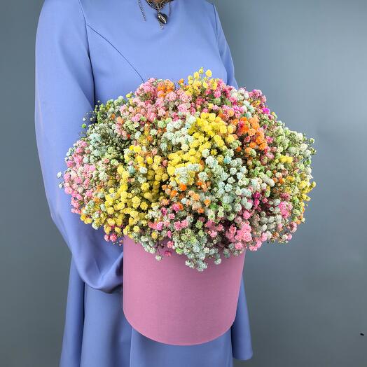 Шляпная коробка с гипсофилой 17шт Арт.141