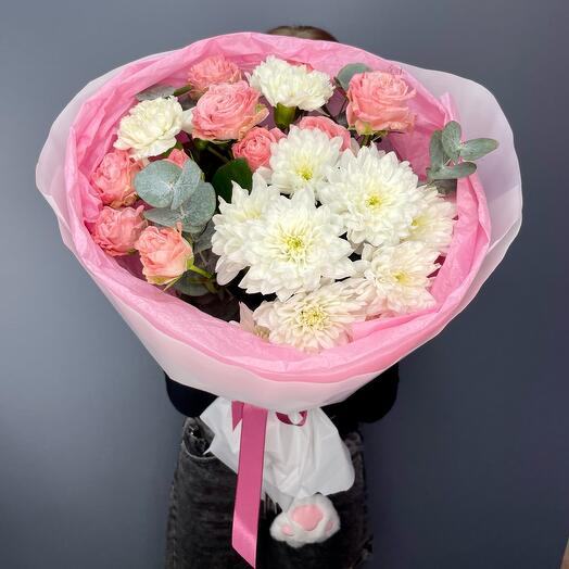 Пиновоидные кустовые розы с хризантемой🌸