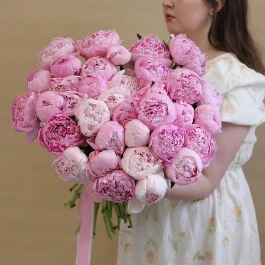 35 нежно розовых пионов