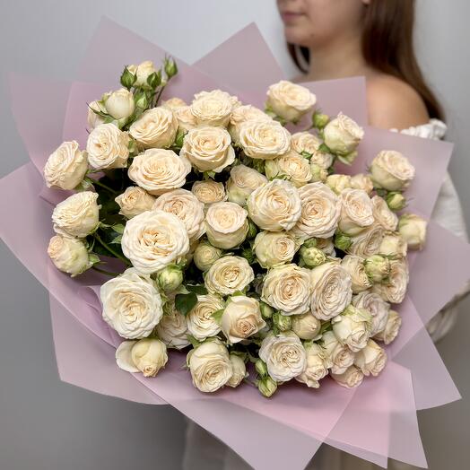 Букет из 15 кустовых роз "Карамель"