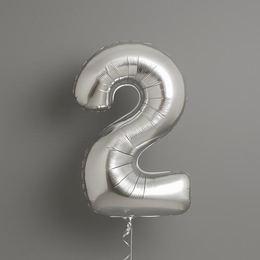 🎈 Фольгированная цифра 2 — серебро