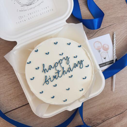 Бенто торт «happy birthday» с сердечками