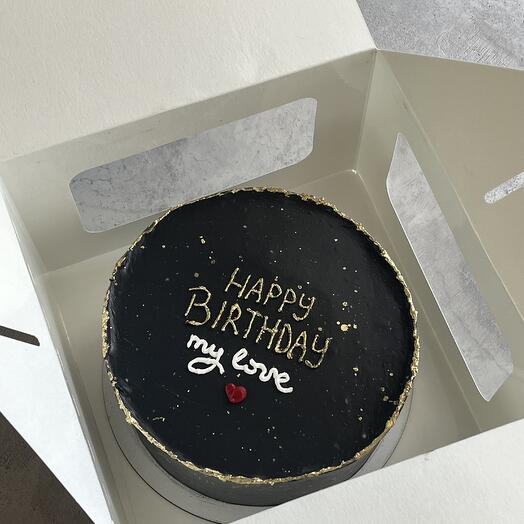 Бенто-торт 800гр с надписью «Happy birthday my love » золотая