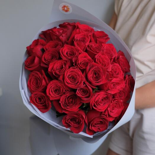 Красные розы 35 штук голландия