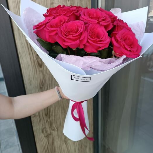 15 малиновых роз для Мамы