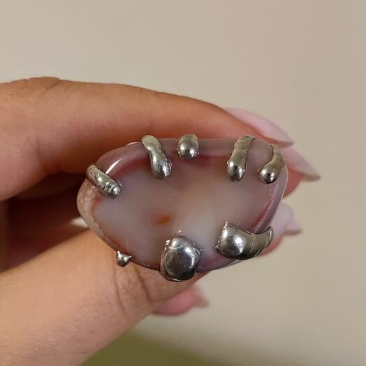 Кольцо с агатом ручной работы 02