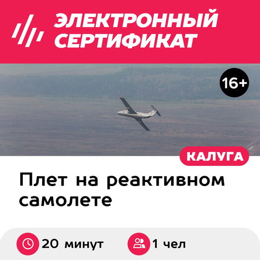 Подарочный сертификат Полет на реактивном самолете Л-29, место перед пилотом, 20 минут (Орешково)