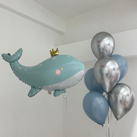 Bolas de estilo azul gris con ballena
