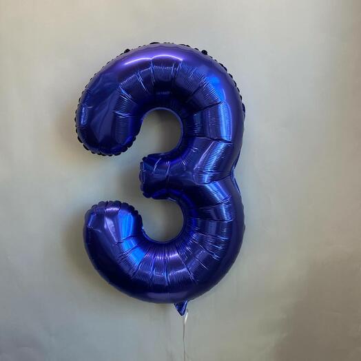 Шар Цифра 3 синяя