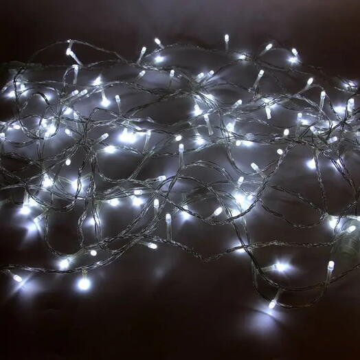 Электрогирлянда нить "Белые огоньки" 120 холодных белых LED огней для ули