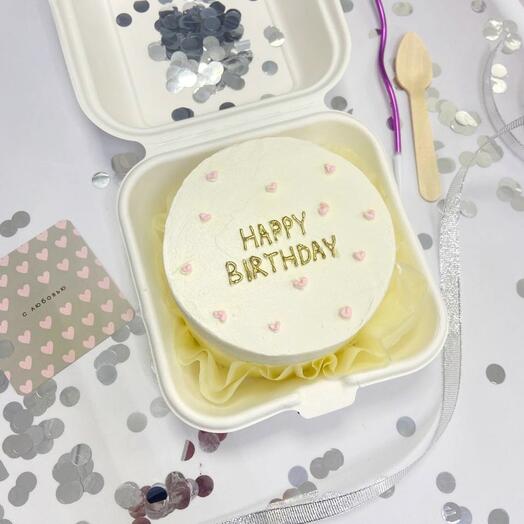 Бенто Торт Happy Birthday золото