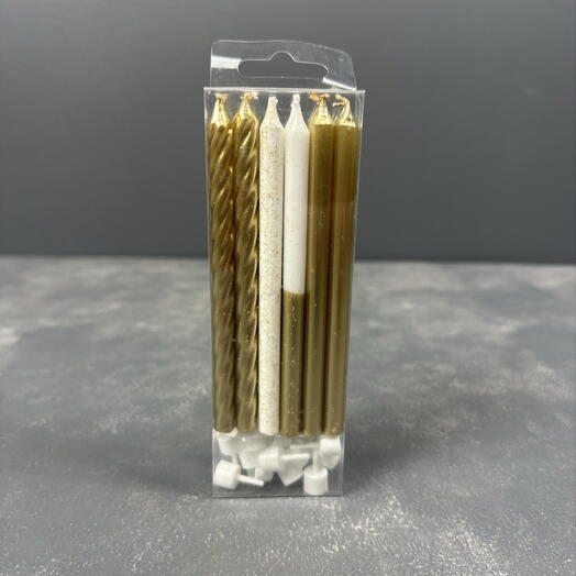 Свечи для торта Gold White 12 шт