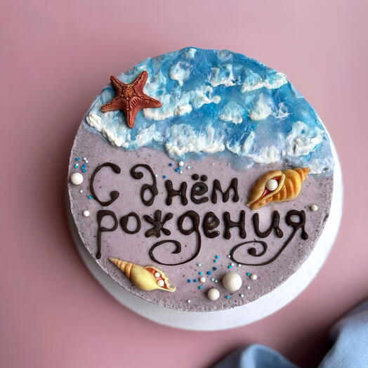 Торт морской «с Днем рождения» из мороженого