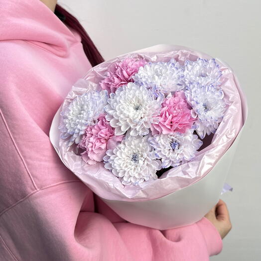 Принцесса 👑 нежный букет с хризантемой и диантусами