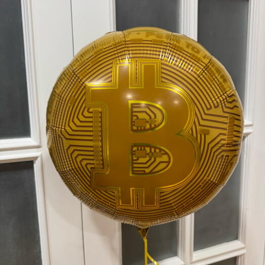 Воздушный шар Биткоин гелий золотой. Helium balloon Bitcoin gold