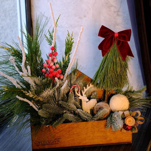 Новогодняя композиция в ящике 🎄