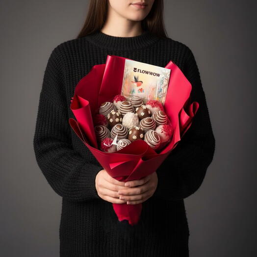 Букет из клубники в шоколаде «Вдохновение дня» 19 ягод