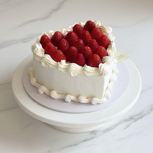 Торт сердце с клубникой
