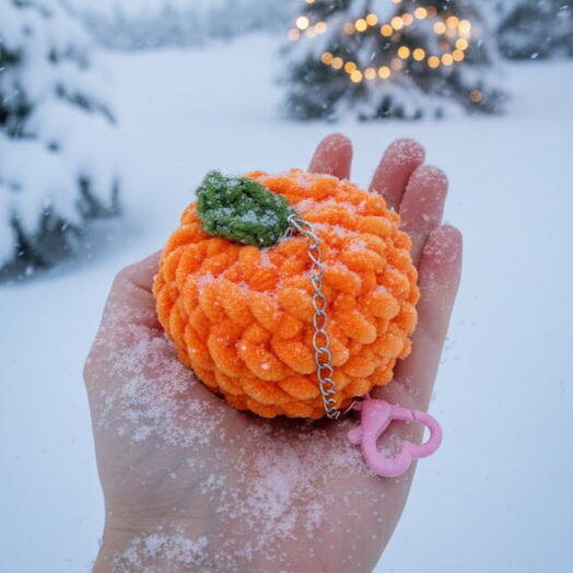 Вязаная игрушка мандарин - брелок, подарок на новый год ручной работы, украшение на ёлку