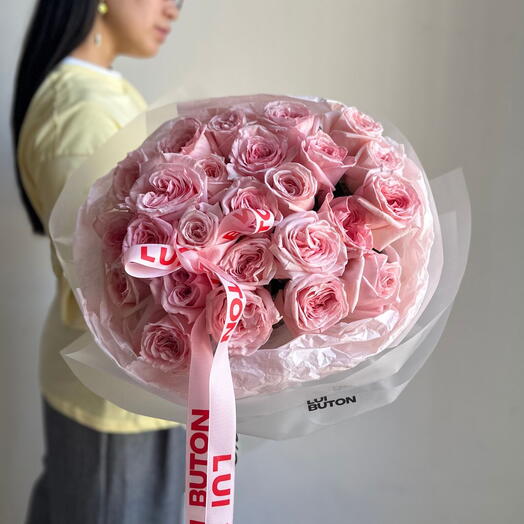 Букет "25 пионовидных роз Pink O Hara"