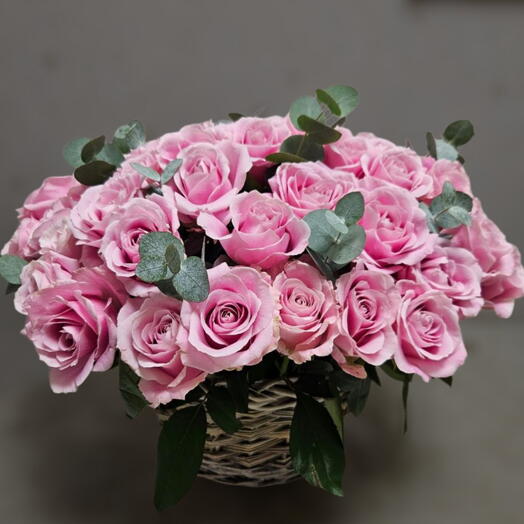 🌸🤍Корзина классических КРУПНЫХ роз🌸🤍, 51 штука