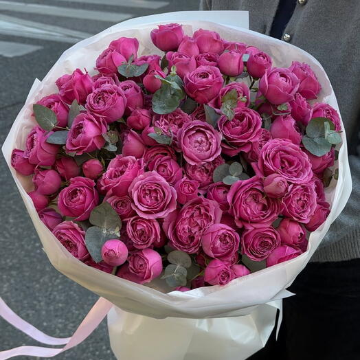 Пионовидные кустовые розы 21 шт