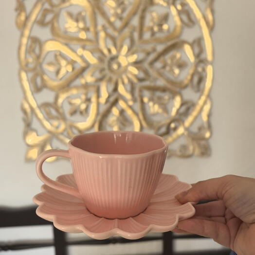 Чашка для кофе с блюдцем "Lotus magic" 150мл, розовая