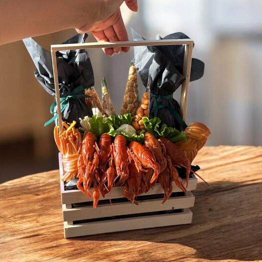 Мужской набор/ящик с раками и закусками