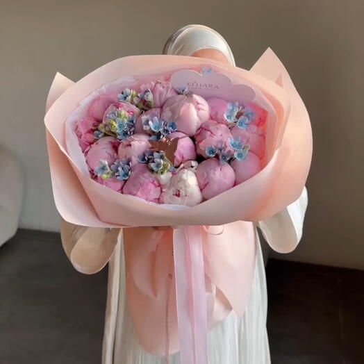 Peonies   tweedia bouquet