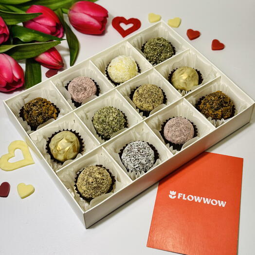 Подарочный набор сырных и фруктовых трюфелей, 12 шт