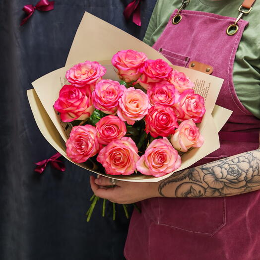 Моно букет из 15 роз Джумелия 💕