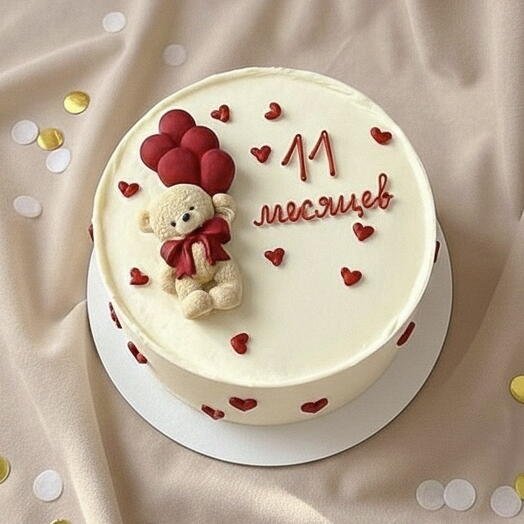 Бенто торт с фигуркой медвежонка с шариками