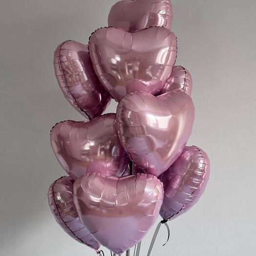 10 розовых сердец