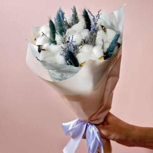 Букет из сухоцветов и хлопка - осень 2